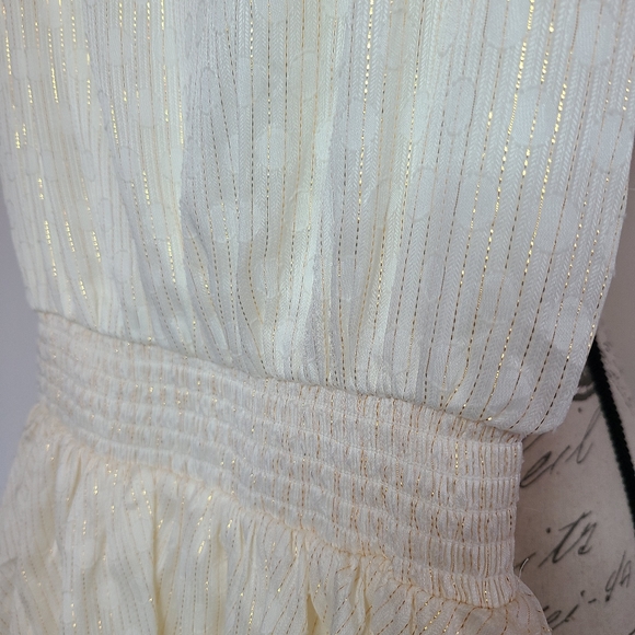 EXPRESS METALLIC TIER RUFFLE FIT & FLOW DRESS - Picture 5 of 12